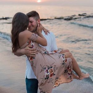 Neutral Midi Floral Dress - Worn once